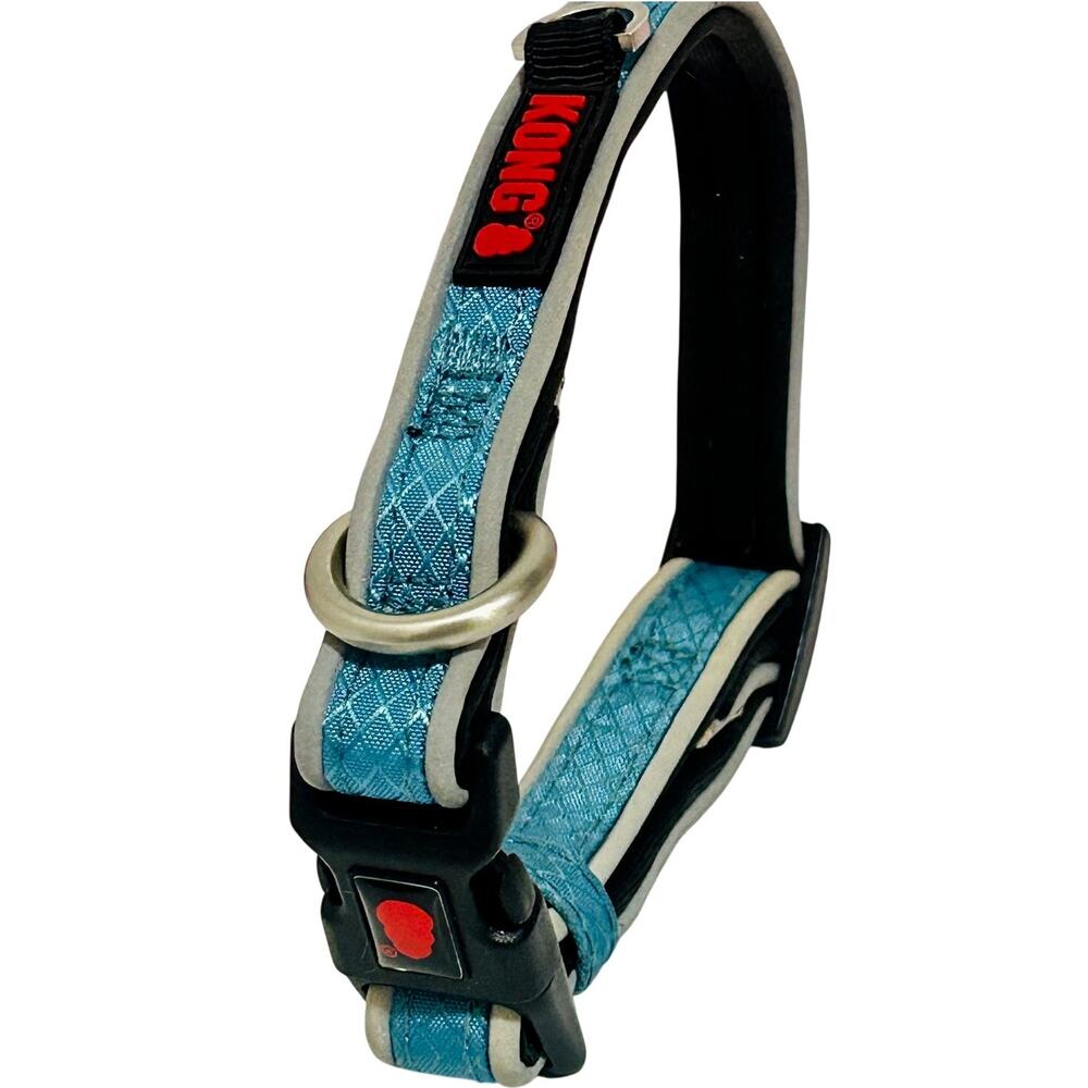 KONG Comfort Padded Reflective Dog Collar Blue Size Small 10-14" EUC - Picture 2 of 9